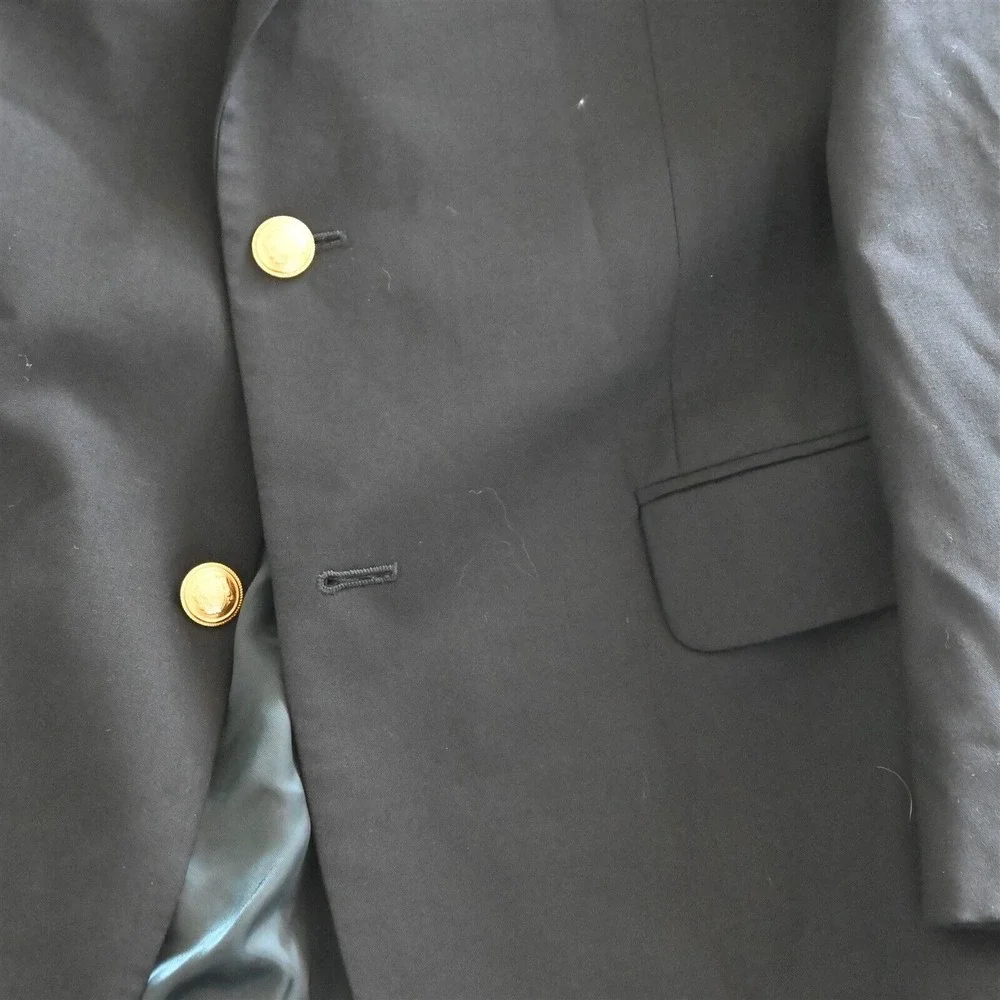 Jos A Bank 41R 42R Navy Blue Gold Button 100% Wool Blazer Suit Jacket Sport Coat